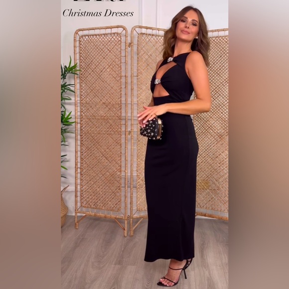 ZARA CUT OUT RHINESTONE MIDI DRESS SIZE L - Picture 2 of 13